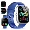 Smart Watch Fits for Android and iPhone, IP68 Waterproof Smartwatch for Women Men 100+ Sports Modes 1.91-inch Fitness Tracker, Smart Watch with Bluetooth Call(Answer/Make Calls), for Gift Black