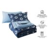 7 Piece Reversible Bed in a Bag Comforter Set with Sheets, Black, Queen
