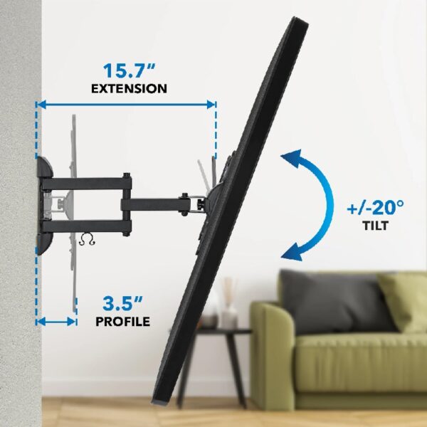 Full Motion TV Wall Mount with Swivel Arm for 28