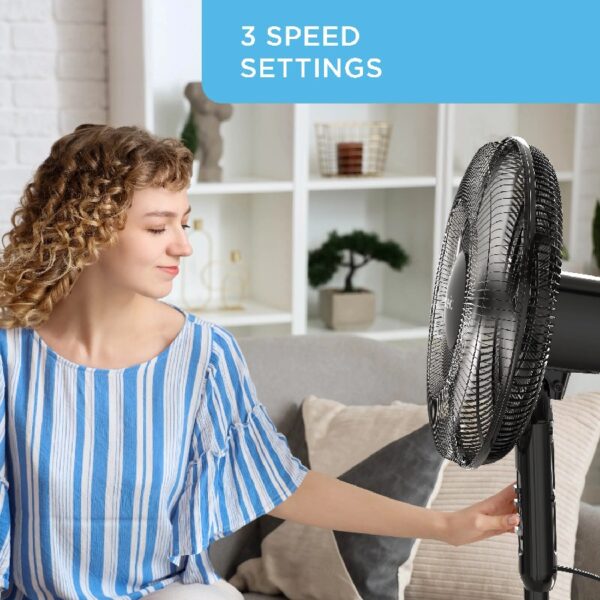 Oscillating Fan, Adjustable-Height Pedestal Fan with Wide Area Oscillation, 16”