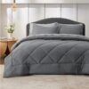 Light Purple Queen Comforter Set - 7 Pieces Reversible Queen Bed in a Bag, Queen Bed Set Light Purple and Grey with Comforters, Sheets, Pillowcases & Shams