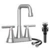 Bathroom Sink Faucet, 4 inch Matte Black Bathroom Faucets with Pop-up Drain and Supply Lines, Stainless Steel 2-Handle Centerset Faucet for Bathroom Faucet 3 Hole