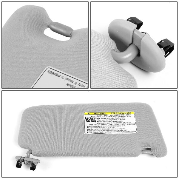 ZTL-Y-0144-GY For 2007 to 2011 Toyota Camry Factory Style Left Driver Side Sun Visor Sunshade without Vanity Light Grey 08 09 10