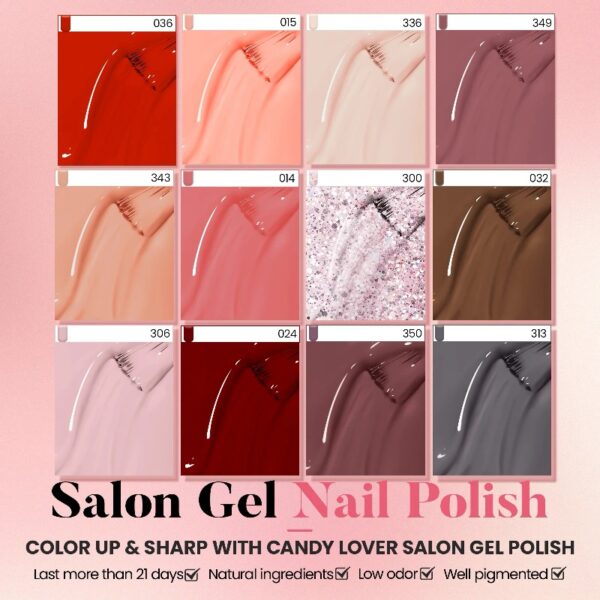 Candy Lover Gel Nail Polish Kit with UV LED Lamp, 12 Colors Cute Lady Gel Polish Starter Kit, All-in-One Quick Dry Soak Off Nail Gel Manicure Kit with DIY Tools Valentine Gift for Women