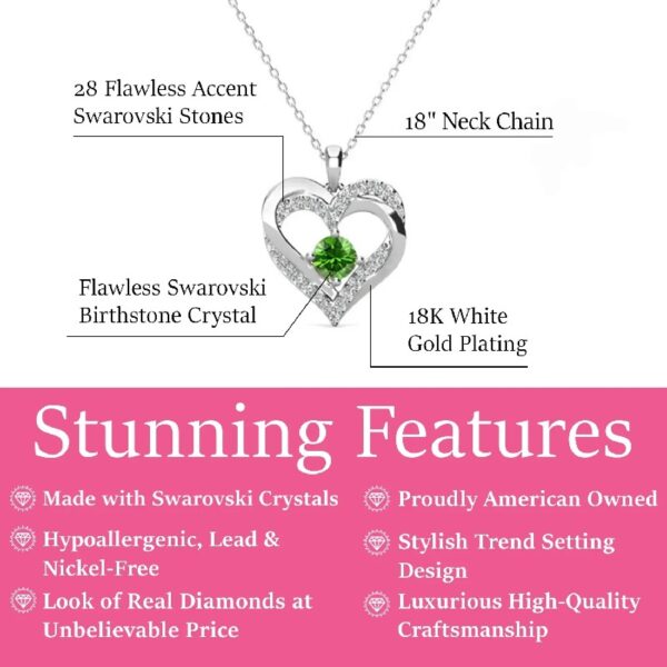 Forever March Birthstone 18k White Gold Plated Women's Necklace, Swarovski Crystals