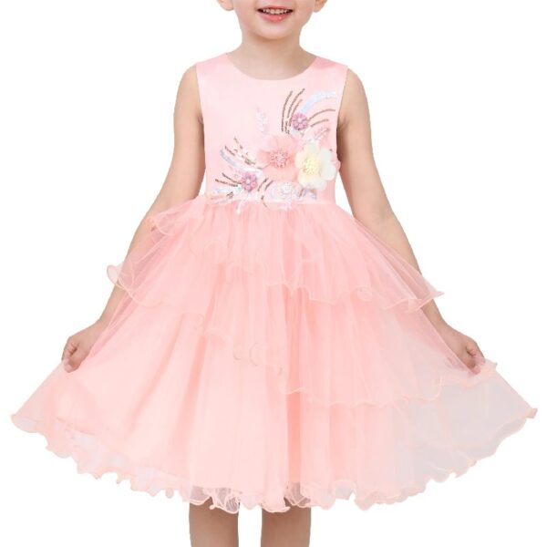 Flower Girls Dress Blue Belted Wedding Party Bridesmaid 12