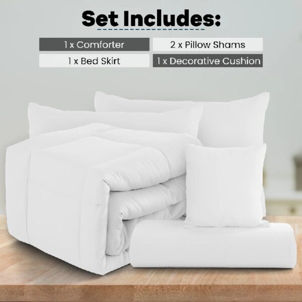 Lux Decor Collection 5 Piece Queen Down Alternative Comforter Set, Washable Duvet Bedding Set - Quatrefoil Navy
