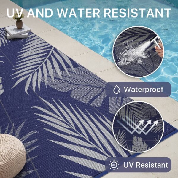 6'x9' Outdoor Rugs Patio Waterproof Outside Mat Reversible Plastic Camping Carpet,Black & Brown