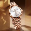 Women Watch Fashion Rose Gold Diamond Analog Quartz Female Watch for Women Luxury Dress Ladies Stainless Steel Luminous Waterproof Date Wrist Watches Green Dial