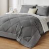Light Purple Queen Comforter Set - 7 Pieces Reversible Queen Bed in a Bag, Queen Bed Set Light Purple and Grey with Comforters, Sheets, Pillowcases & Shams