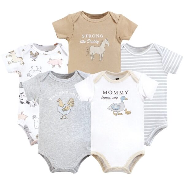 Short Sleeve Bodysuits, 5-Pack, Newborn- 24 Months