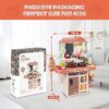 Play Kitchen Set for Kids, 2.1FT Tall Toy Play Kitchen w/ Realistic Lights Sounds Simulation Spray for Toddlers Girls Boys Gift 42Pcs - Small (Orange Red 18x8.6x24.8in)