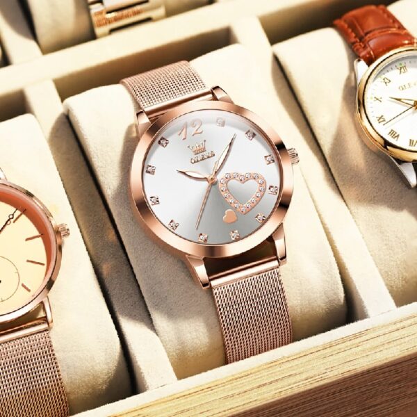 Women Watch Fashion Rose Gold Diamond Analog Quartz Female Watch for Women Luxury Dress Ladies Stainless Steel Luminous Waterproof Date Wrist Watches Green Dial
