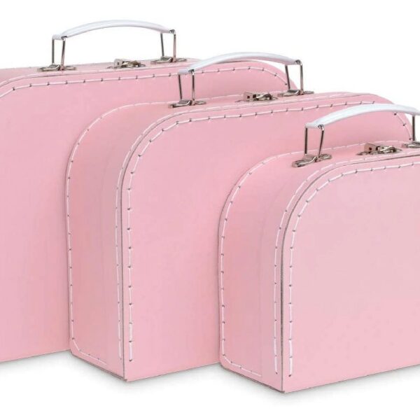 Jewelkeeper Paperboard Suitcases, Set of 3 Decorative Storage Boxes, Vintage Luggage for Birthdays, Weddings, World Map Design