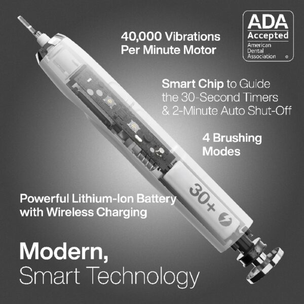 Black Series Electric Toothbrush - Rechargeable, 4 Modes, Travel Case, 8 Brush Heads
