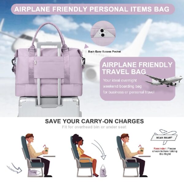 4dc097fafef54def8d2cb32d0176b0e6 Weekender Bags for Women, Travel Duffel Bags with Shoe Compartment,Personal Item Travel Bag for Airlines, Carry on Overnight Tote Bag for women,Beige&Brown