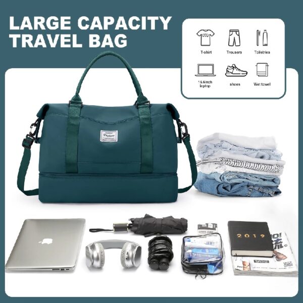 4de245d1fcc84924b311b32d0176b507 Weekender Bags for Women, Travel Duffel Bags with Shoe Compartment,Personal Item Travel Bag for Airlines, Carry on Overnight Tote Bag for women,Beige&Brown