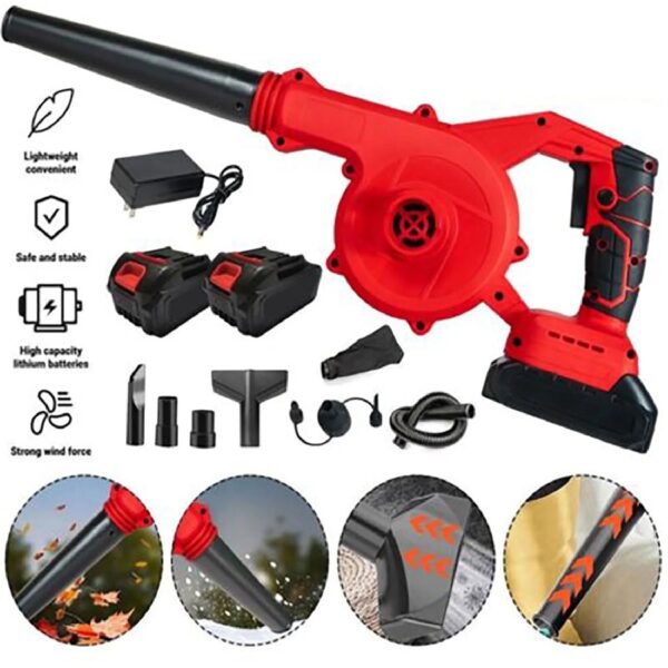 2-in-1 Cordless Leaf Blower & Vacuum - 21V Electric Handheld with 2 Lithium Batteries & Fast Charger, Powerful Yard Cleaner for Lawn, Patio & Sidewalk