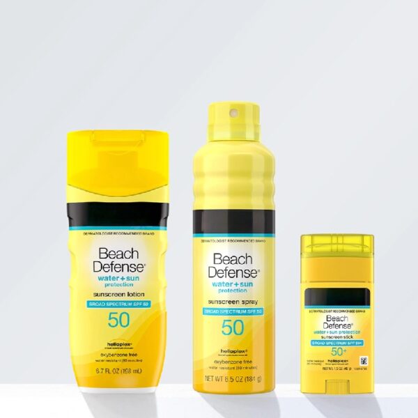 (3 pack) Beach Defense Sunscreen Stick SPF 50+, Face & Body, 1.5 oz