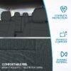 PolyPro Car Seat Covers Full Set in Charcoal on Black – Front and Rear Split Bench for Cars, Easy to Install Cover Set, Accessories Auto Trucks Van SUV