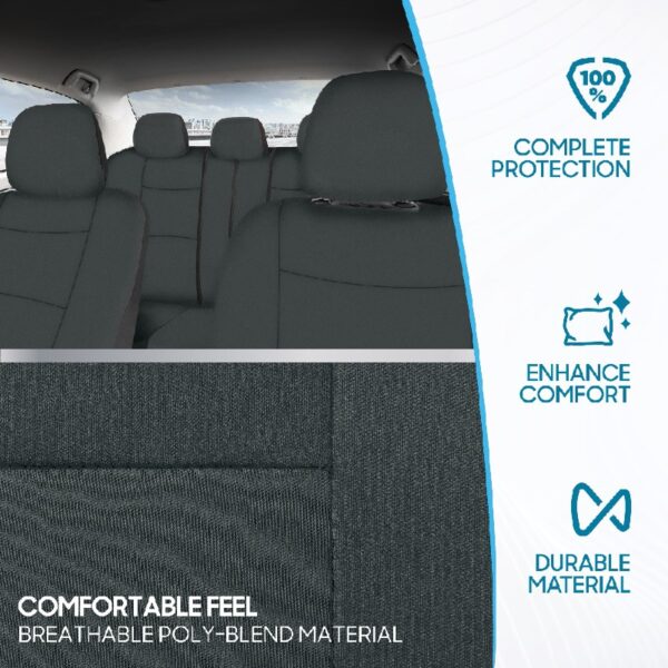 PolyPro Car Seat Covers Full Set in Charcoal on Black – Front and Rear Split Bench for Cars, Easy to Install Cover Set, Accessories Auto Trucks Van SUV