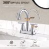 Bathroom Faucets 4 Inch Matte Black Bathroom Sink Faucet, Stainless Steel Lead-Free 2-Handle Centerset Faucet with Pop-up Drain and 2 Supply Hoses Fits 2 or 3-hole Sink