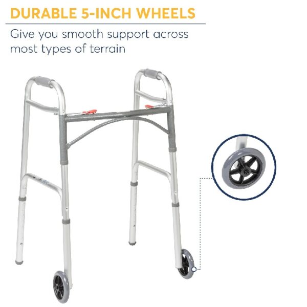 PreserveTech Deluxe Two Button Folding Walker with 5