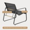 3 Pieces Patio Chairs Set with Glass-Top Coffee Table, Outdoor Bistro and Patio Furniture Set for Porch|Backyard|Balcony, Black