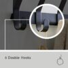 SnugFit Over-the-Door Hook Rack with 6 Double Hooks, Matte Black