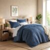 Full/Queen Comforter Sets, Reversible 3 Piece Extra Soft Bedding Set, Chambray Print Sage Green Comforter Bed Set with Pillow Shams