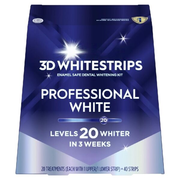 3D Whitestrips Professional White At-home Teeth Whitening Kit, 20 Treatments,20 Levels Whiter