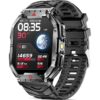 2.1-inch AMOLED Men Military Smartwatch，with Fitness Tracker/ Answer Make Calls /100+ Sport Modes/1ATM Waterproof, Mountain Travel Pedometer Watch fits for Android and Iphone Devices (Black)