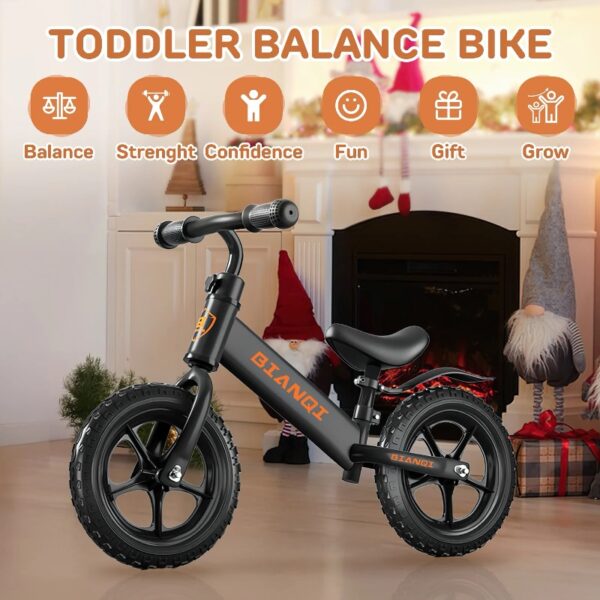 Toddler Balance Bicycle for Boys Girls Age 2 to 5 Years 12 inch Kids Balance Bikes for Toddlers Training Birthday Chrismas Gifts, Black