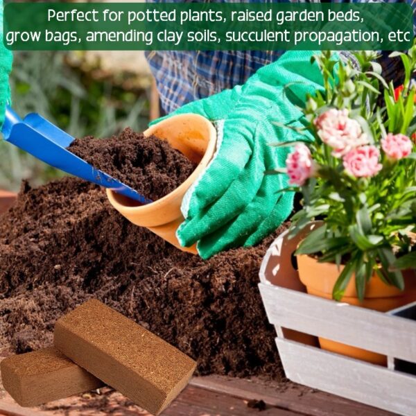 10lb of  100% Organic Coco Coir Bricks with Low EC and pH Balance High Expansion Coco Fiber for Herbs, Flowers,Plants Gardening Renewable Coconut Soil