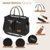 Canvas Tote Bag for Women With Side Pockets, Laptop Work Crossbody Everyday Satchel, Purses Shoulder Tote Bag Everyday Satchel Handbags Messenger for Travel Nurse College Gift, Black