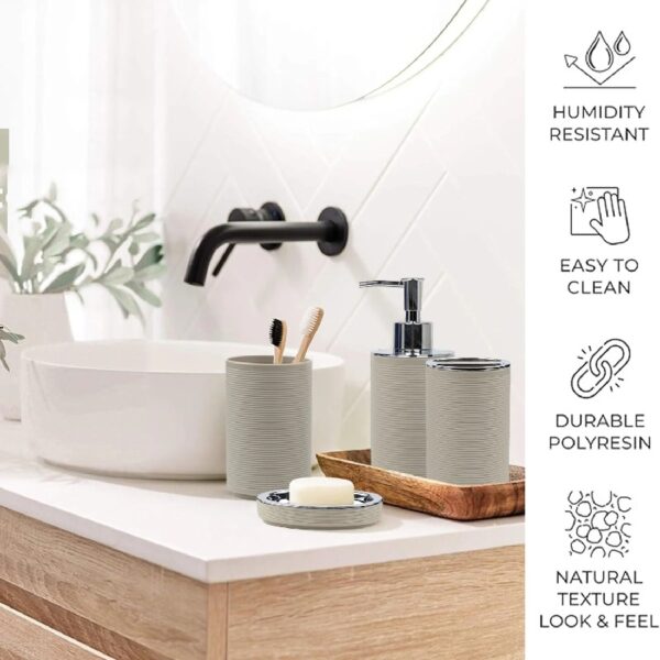 Bathroom Accessories Sets 6 Piece Bath Ensemble Includes Soap Dispenser, Toothbrush Holder, Toothbrush Cup, Soap Dish for Decorative Countertop and Housewarming Gift, Dark Blue