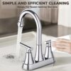 Bathroom Faucets 4 Inch Matte Black Bathroom Sink Faucet, Stainless Steel Lead-Free 2-Handle Centerset Faucet with Pop-up Drain and 2 Supply Hoses Fits 2 or 3-hole Sink