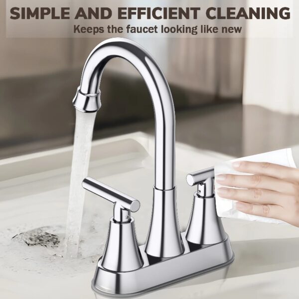 Bathroom Faucets 4 Inch Matte Black Bathroom Sink Faucet, Stainless Steel Lead-Free 2-Handle Centerset Faucet with Pop-up Drain and 2 Supply Hoses Fits 2 or 3-hole Sink
