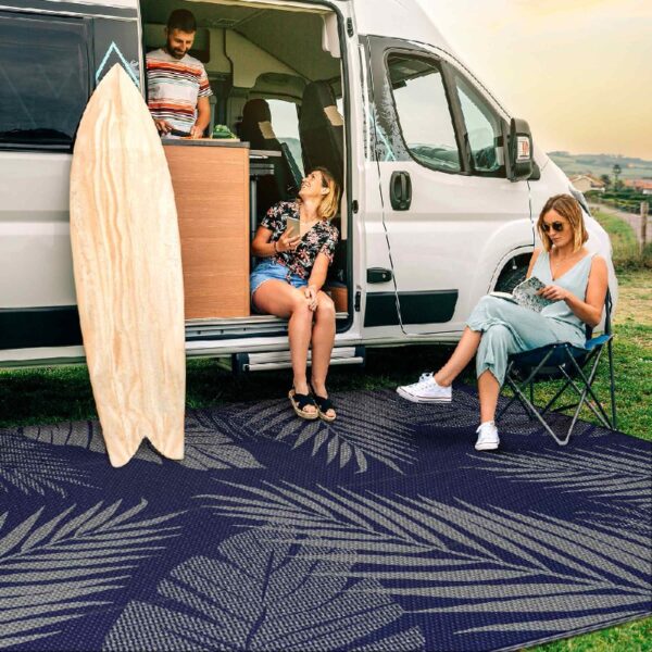 6'x9' Outdoor Rugs Patio Waterproof Outside Mat Reversible Plastic Camping Carpet,Black & Brown