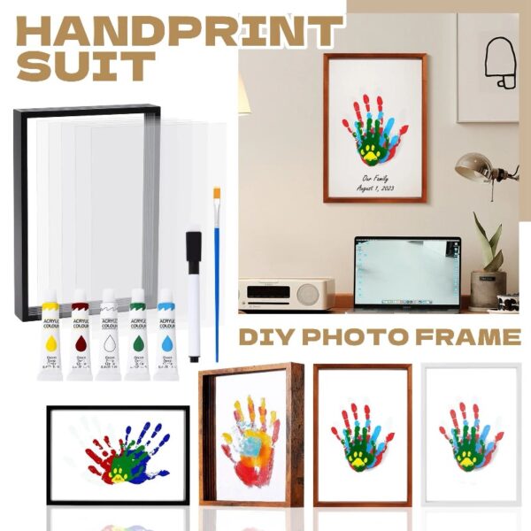 Family Handprint Kit, Handprint Art Craft DIY Kit, Baby Hand print Gift for New Moms, Parents, Grandparents, 6 Safe, Non-Toxic Paints, Ideal for Mother's Day, Father's Day, Anniversary & More
