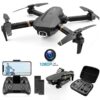 Drone with Dual 4K HD Cameras, FPV Foldable Drone for Kids Adults RC Quadcopter for Beginners with 2 Batteries and Carrying Case, Gray