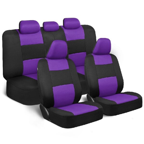 PolyPro Car Seat Covers Full Set in Charcoal on Black – Front and Rear Split Bench for Cars, Easy to Install Cover Set, Accessories Auto Trucks Van SUV