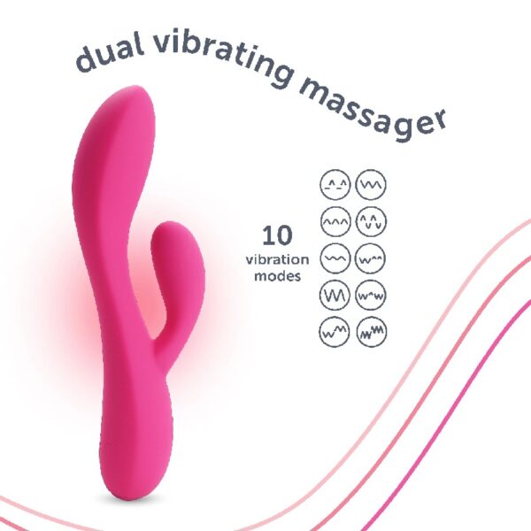 Dual Rabbit Vibrator, High-quality Silicone, Pink