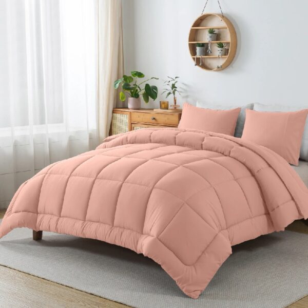 Queen Size 3-Piece All-Season Down Alternative Comforter Set Deep Black | Comforter + Pillow Cases Bedding Set | Hotel Grade Bed in a Bag by