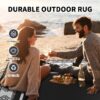 5x8 Feet Waterproof Outdoor Rug - Reversible Black & White Plastic Patio Mat, Non-Slip Durable Moroccan Geometric Design for Camping, RV, Balcony, Porch, Picnic