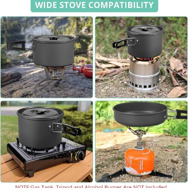 13pcs Camping Cookware Set With Mini Stove, Aluminum Camping Cookware Kit, Folding Camping Cooking Set With Non-stick Pot Pan Teapot Storage Bag For Camping Backpacking Outdoor Cooking Picnic