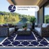 Outdoor Rugs Waterproof Plastic Straw Mat 6'x9' Reversible Patio Deck Beach Blue & White