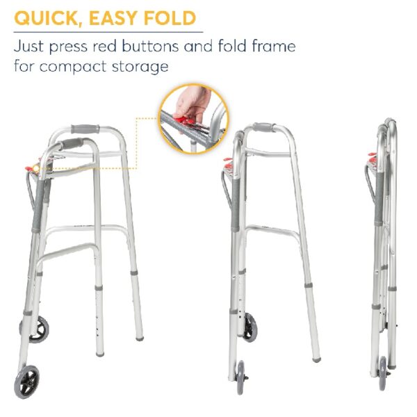 PreserveTech Deluxe Two Button Folding Walker with 5