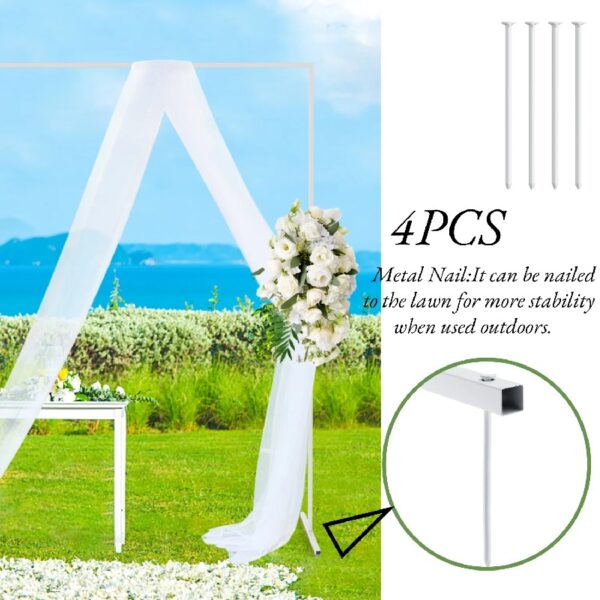 Garfans 6.6FT Wedding Arch For Ceremony Balloon Arch Stand with 4 Pedestal Nails Metal Arch Backdrop Stand for Parties Birthday Wedding Square Background Stand Garden Arch Gold