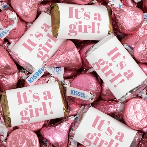 124 Pcs It's a Girl Baby Shower Candy Party Favors Miniatures & Pink Kisses (1.52 lbs, Approx. 124 Pcs)